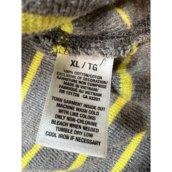 Aeropostale Men’s Long Sleeve Thermal Shirt Gray Yellow Stripe Size XL - Picture 4 of 5